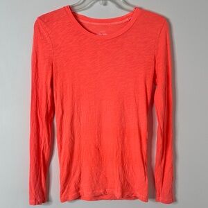 J. Crew Women’s Bright Coral Long Sleeve Tee • 100% Vintage Cotton • Size XS
